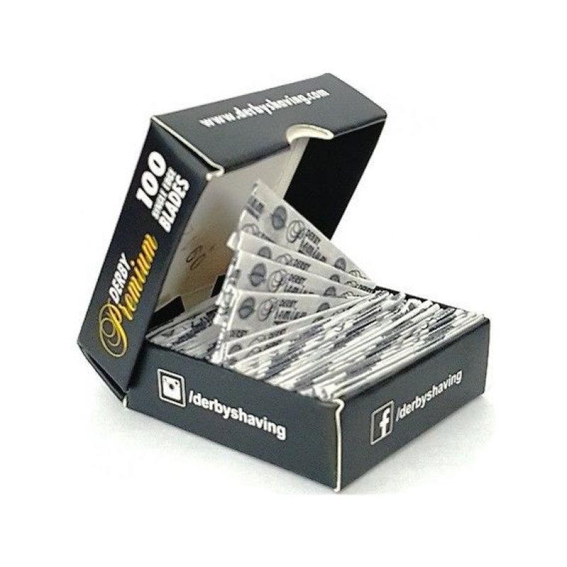 Hojas de afeitar de un solo filo Derby Premium, 100 unidades, precortadas