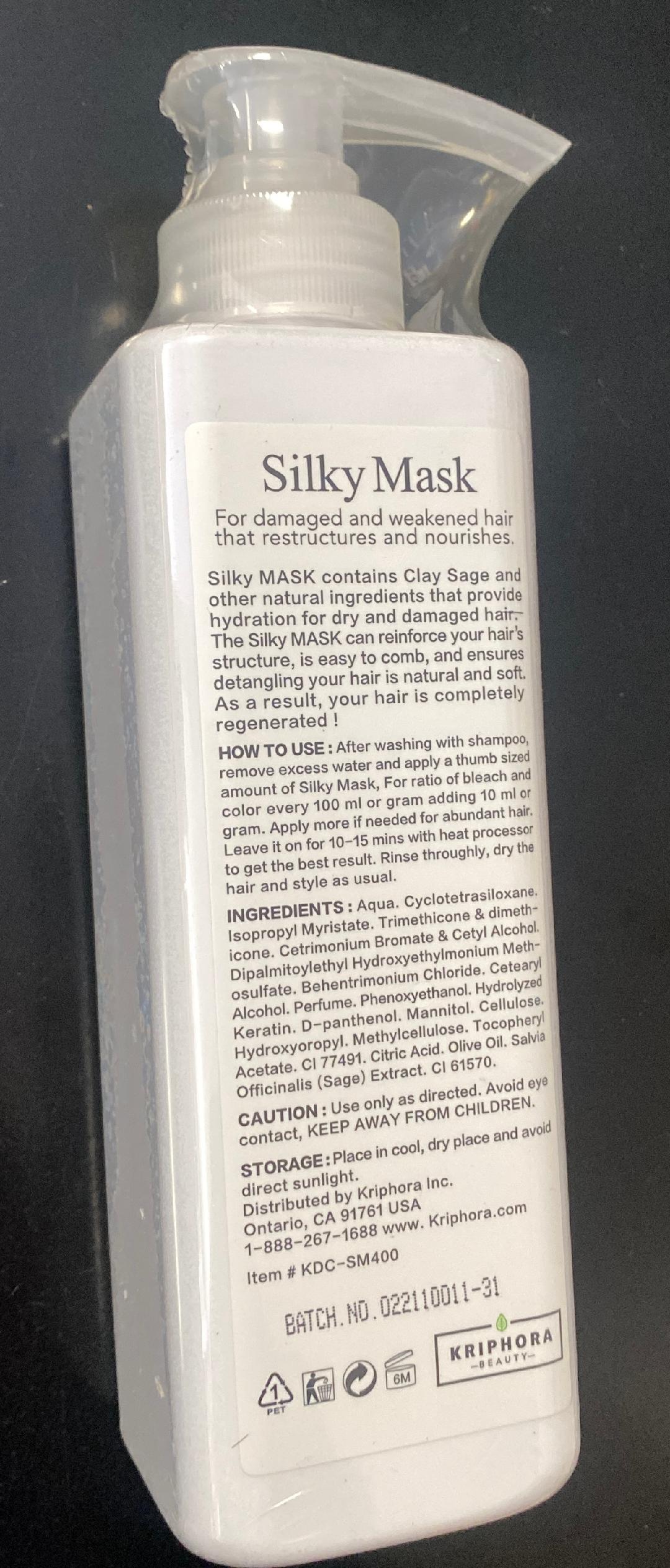 Mascarilla sedosa Kriphora en botella de 13,53 oz (400 ml) (para cabello muy dañado)