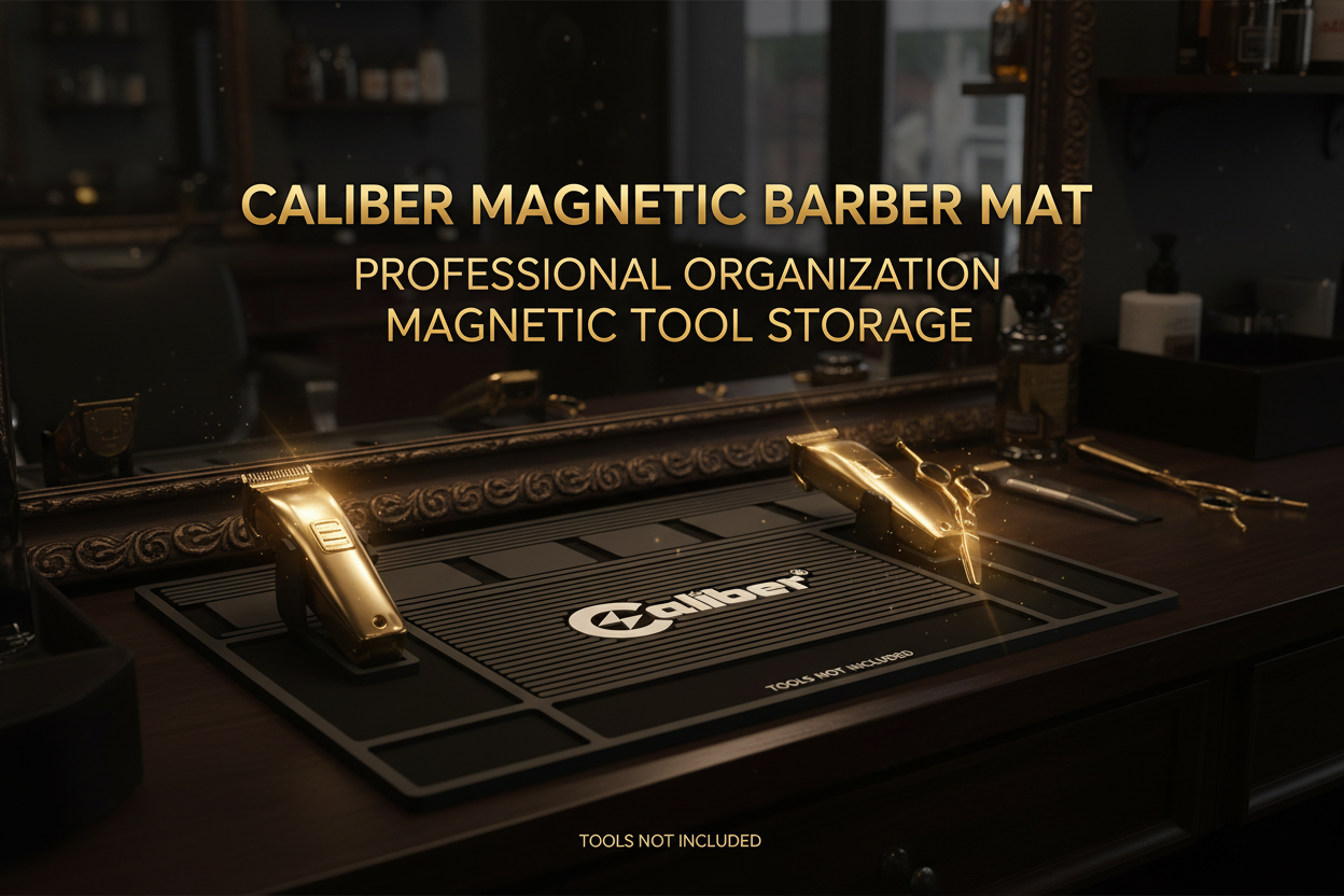 Caliber Magnetic Barber Station Mat Promotional Ad