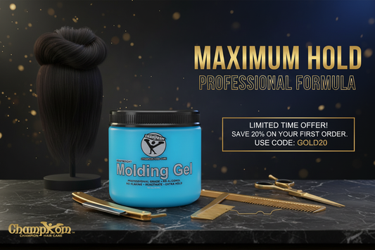 Champkom Champion HairCare Heavy Weight Molding Gel Promotional Ad