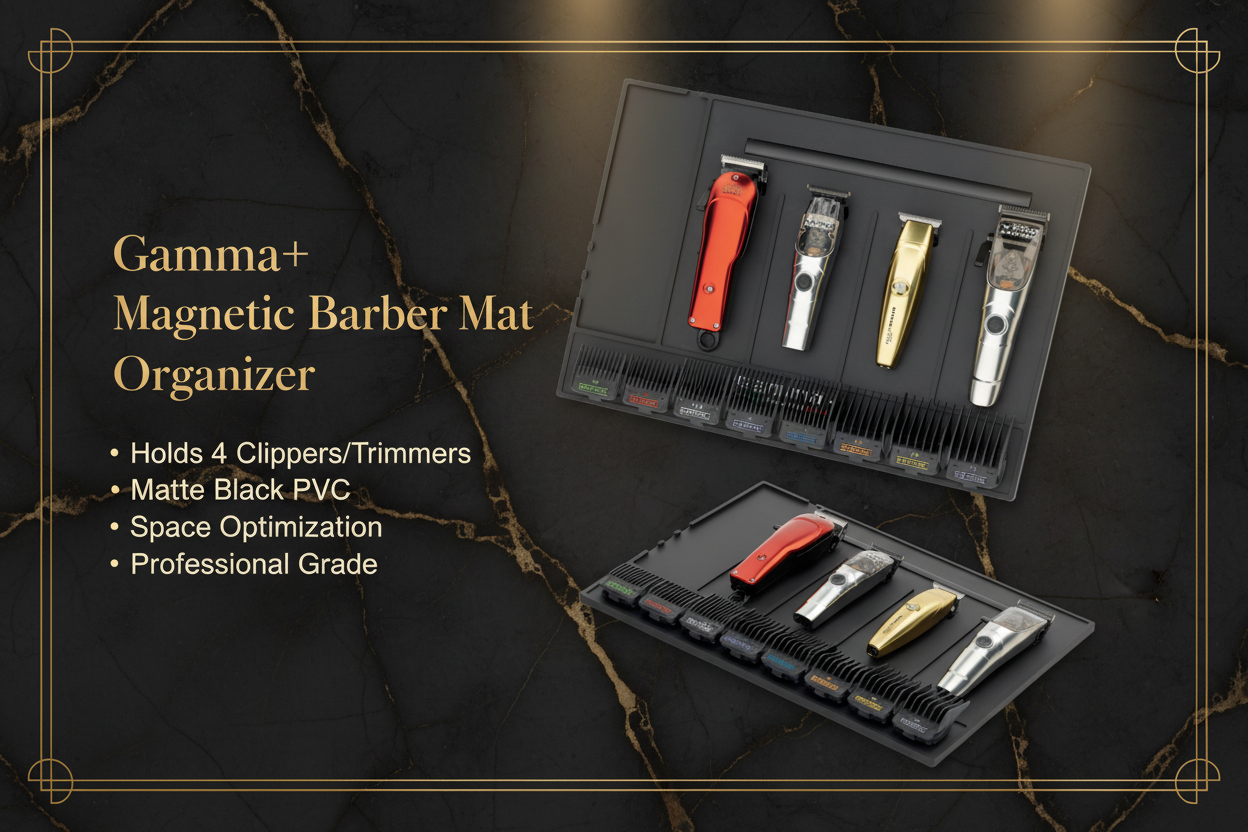 Gamma+ Magnetic Barber Mat Organizer Promotional Ad