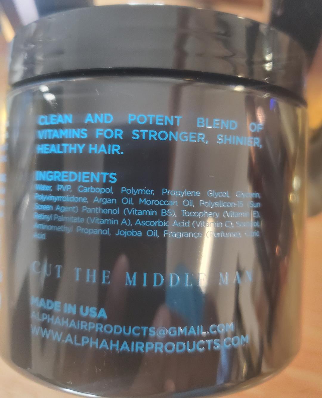Alpha hair gel 16 oz( blue jar)white gel