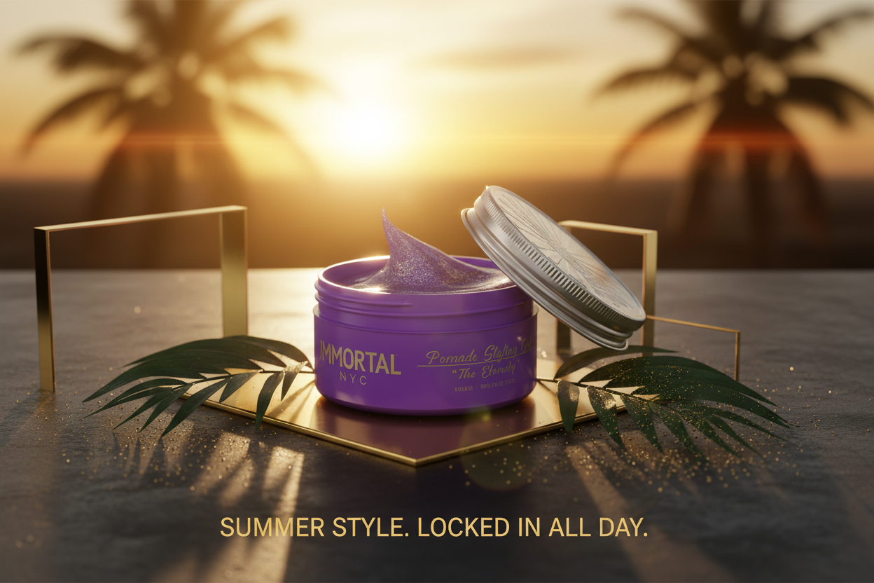 Summer Ad – Immortal NYC Pomade with Product Image