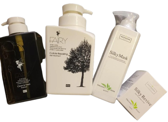 Paquete completo de cuidado del cabello Fairy para cabello muy dañado, paquete de 4