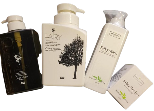 Paquete completo de cuidado del cabello Fairy para cabello muy dañado, paquete de 4