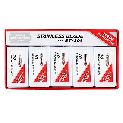 Hojas Dorco Plat.Stainless de doble filo st301 - 10 unidades (paquete de 10) rojo 